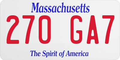MA license plate 270GA7