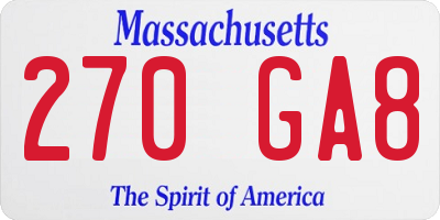 MA license plate 270GA8