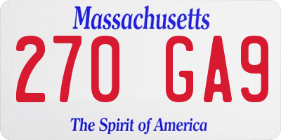 MA license plate 270GA9