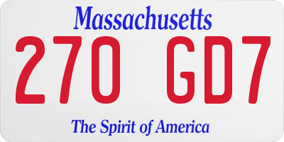 MA license plate 270GD7