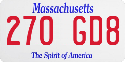 MA license plate 270GD8