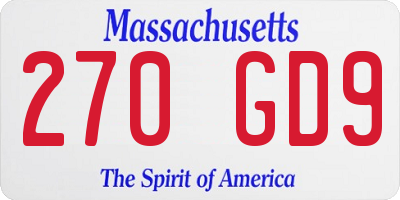 MA license plate 270GD9