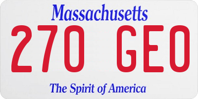 MA license plate 270GE0