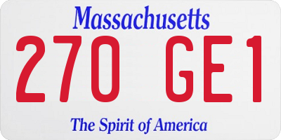 MA license plate 270GE1