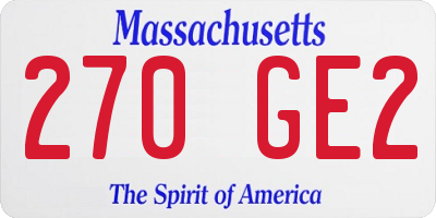 MA license plate 270GE2