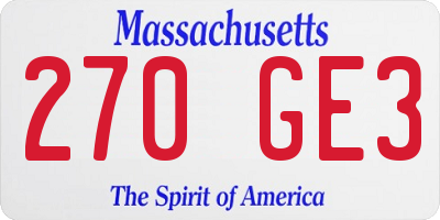 MA license plate 270GE3