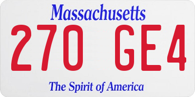 MA license plate 270GE4