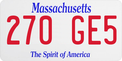 MA license plate 270GE5