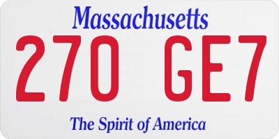 MA license plate 270GE7