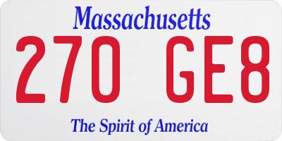 MA license plate 270GE8