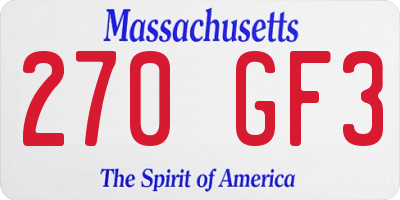 MA license plate 270GF3