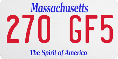 MA license plate 270GF5