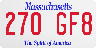 MA license plate 270GF8