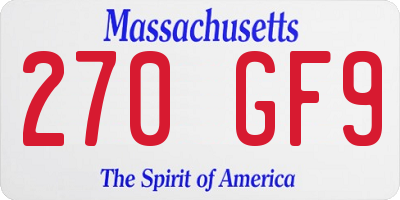 MA license plate 270GF9