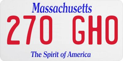 MA license plate 270GH0
