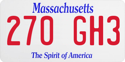 MA license plate 270GH3