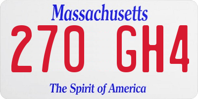 MA license plate 270GH4
