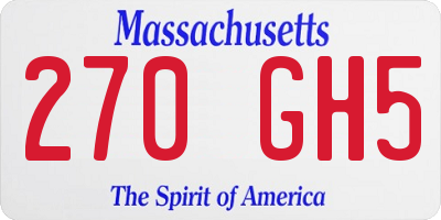 MA license plate 270GH5
