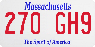 MA license plate 270GH9