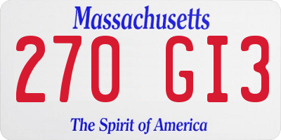 MA license plate 270GI3