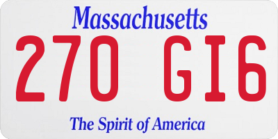 MA license plate 270GI6