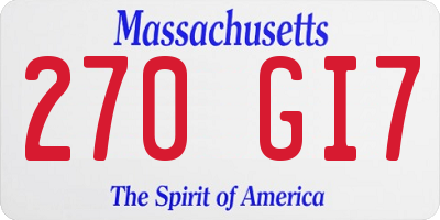 MA license plate 270GI7