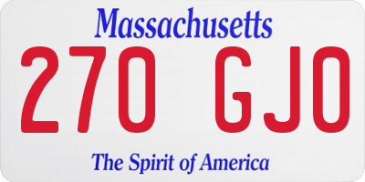 MA license plate 270GJ0