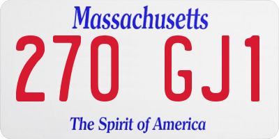 MA license plate 270GJ1