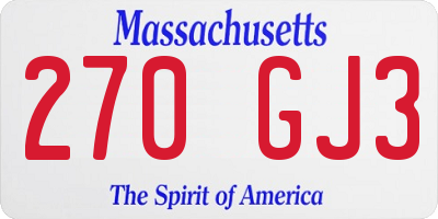 MA license plate 270GJ3