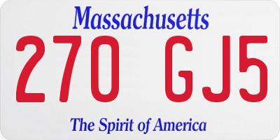 MA license plate 270GJ5