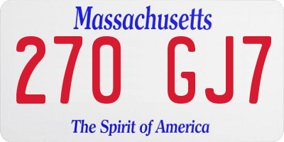 MA license plate 270GJ7