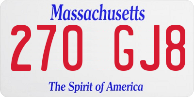 MA license plate 270GJ8