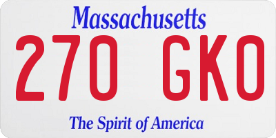 MA license plate 270GK0