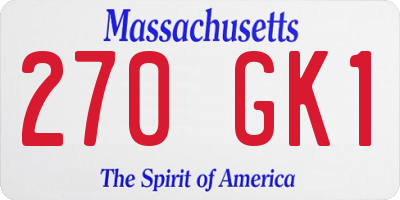 MA license plate 270GK1
