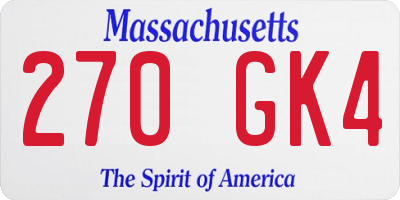 MA license plate 270GK4