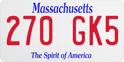 MA license plate 270GK5