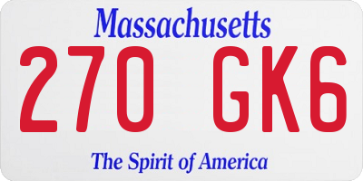 MA license plate 270GK6