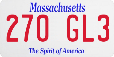 MA license plate 270GL3