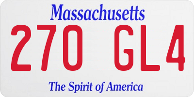 MA license plate 270GL4