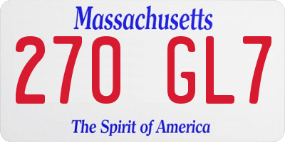 MA license plate 270GL7