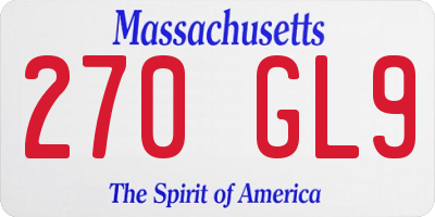 MA license plate 270GL9