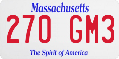 MA license plate 270GM3