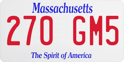MA license plate 270GM5