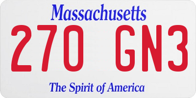 MA license plate 270GN3