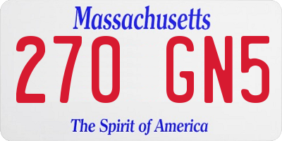 MA license plate 270GN5
