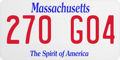 MA license plate 270GO4
