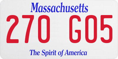 MA license plate 270GO5