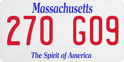 MA license plate 270GO9