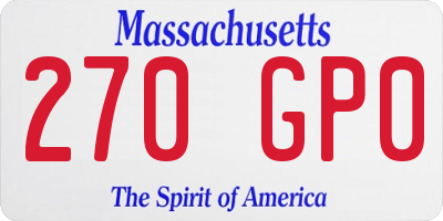 MA license plate 270GP0