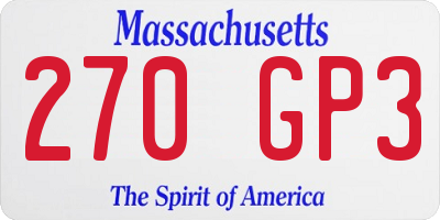 MA license plate 270GP3